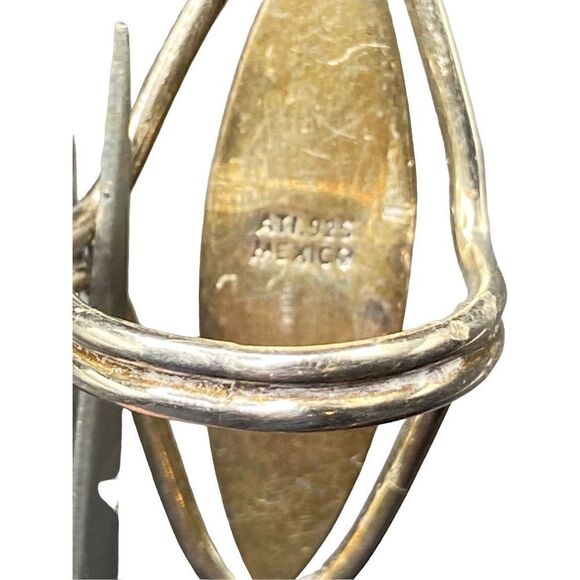 ATI Vintage Sterling silver 925 oval elongated red jasper ring Mexico - Picture 6 of 12